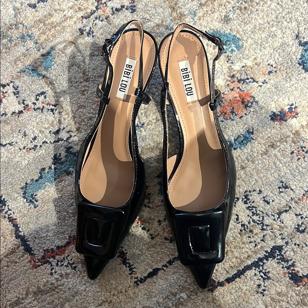 Black Patent Leather Slingback Flats size 41